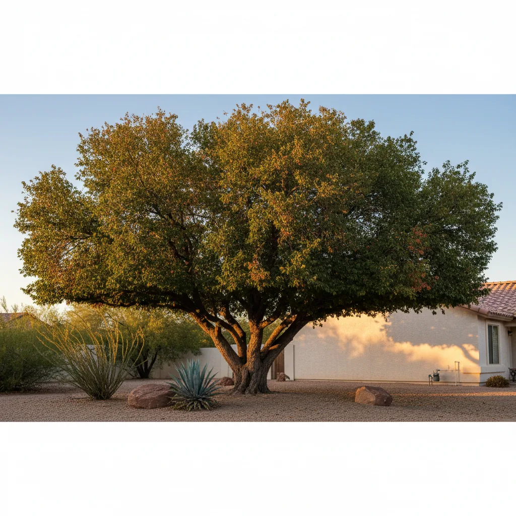 Comparison of native and adapted shade tree species showing mature growth forms