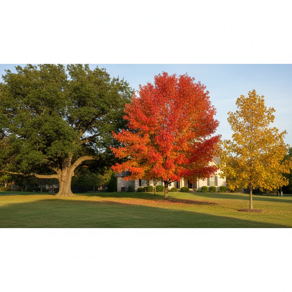 Comparison of native Zone 7 shade trees showing leaf structures and growth habits