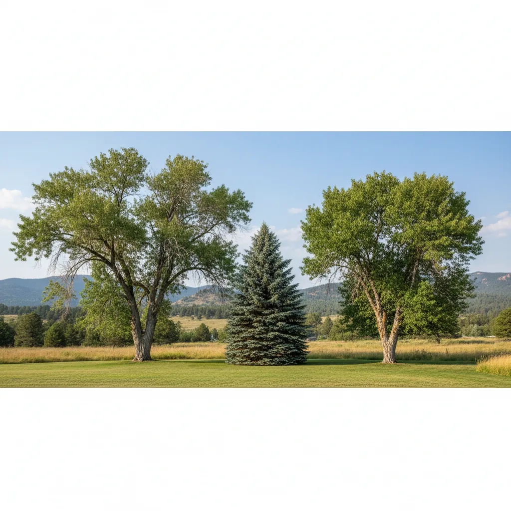 Comparison of recommended shade tree species for Colorado showing growth habits and characteristics