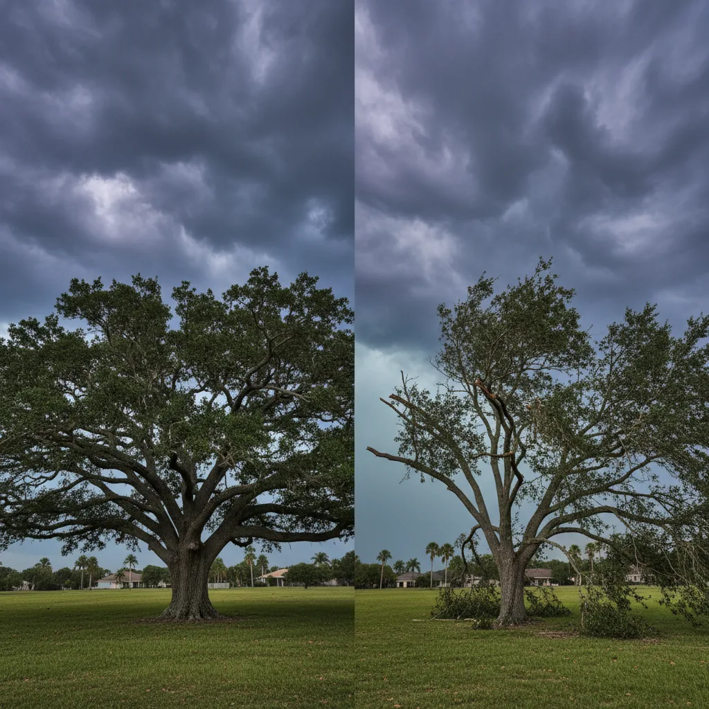 Comparison of wind-resistant tree architecture versus vulnerable tree structure in Florida landscapes