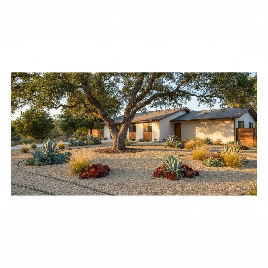 Properly maintained landscape showing defensible space and fire-resistant tree placement